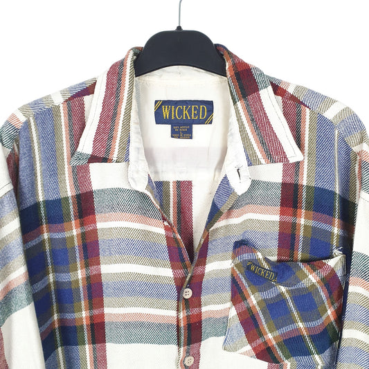 Wicked Flannel Shacket Long Sleeve Regular Fit Check Polyester Shirt Beige