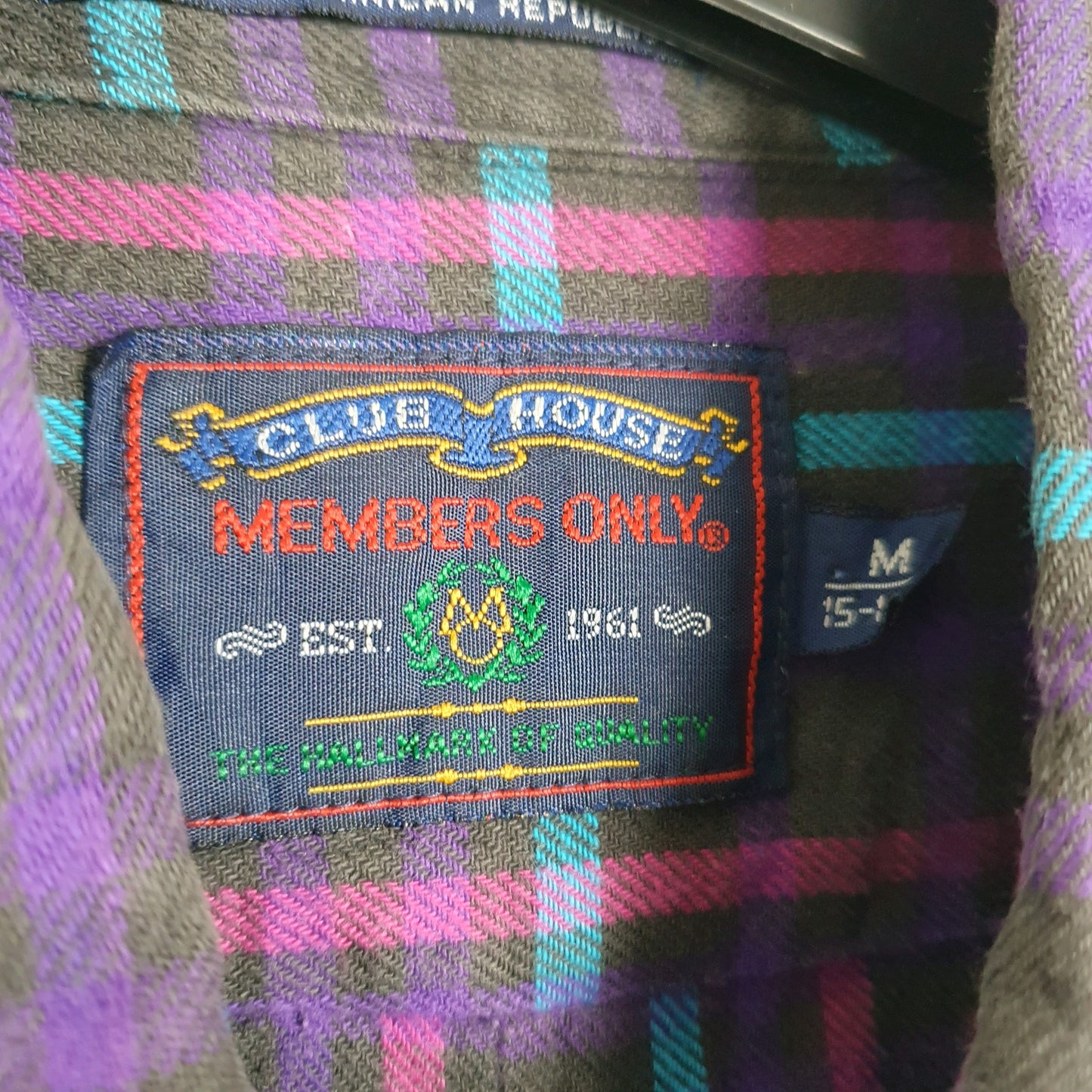 Members Only Flannel Shacket Long Sleeve Regular Fit Check Shirt Purple