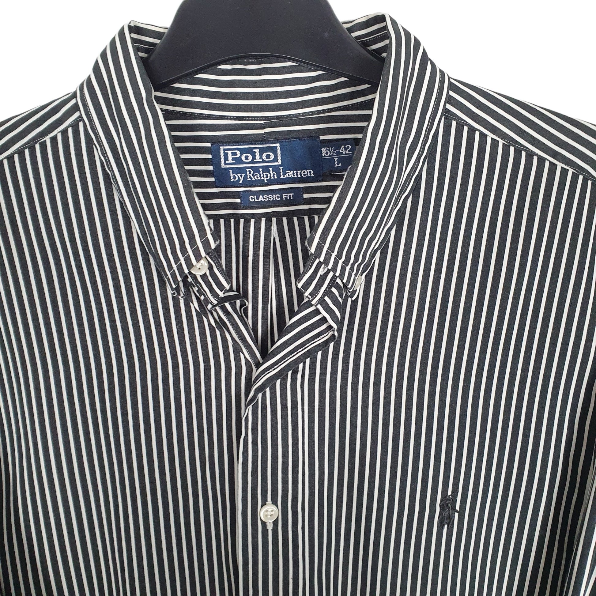 Ralph Lauren Polo Long Sleeve Classic Fit Striped Shirt Black