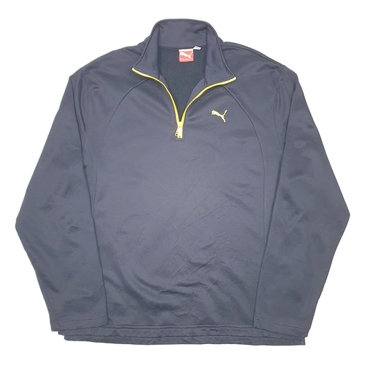 Mens Navy Puma Active Workout Track Quarter Zip Jumper