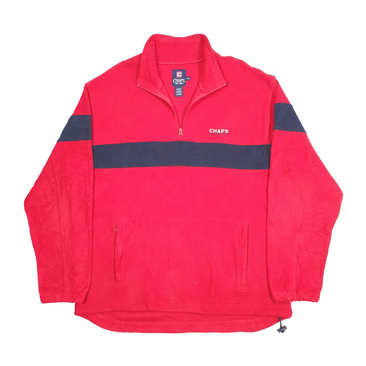 Chaps Spellout Quarter Zip Fleece L Red