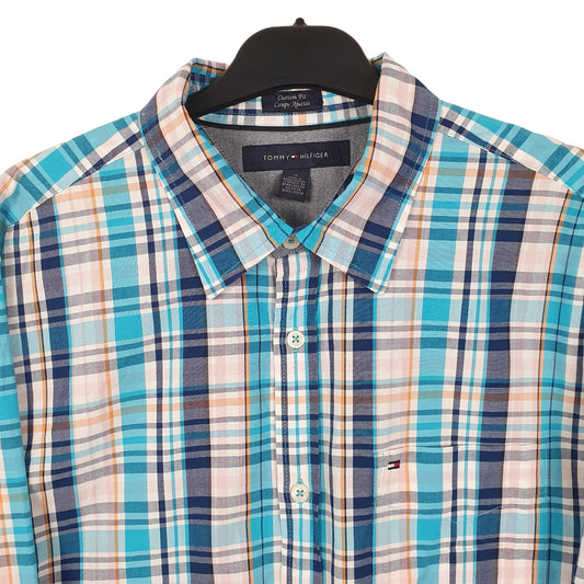 Tommy Hilfiger Long Sleeve Custom Fit Check Shirt Blue