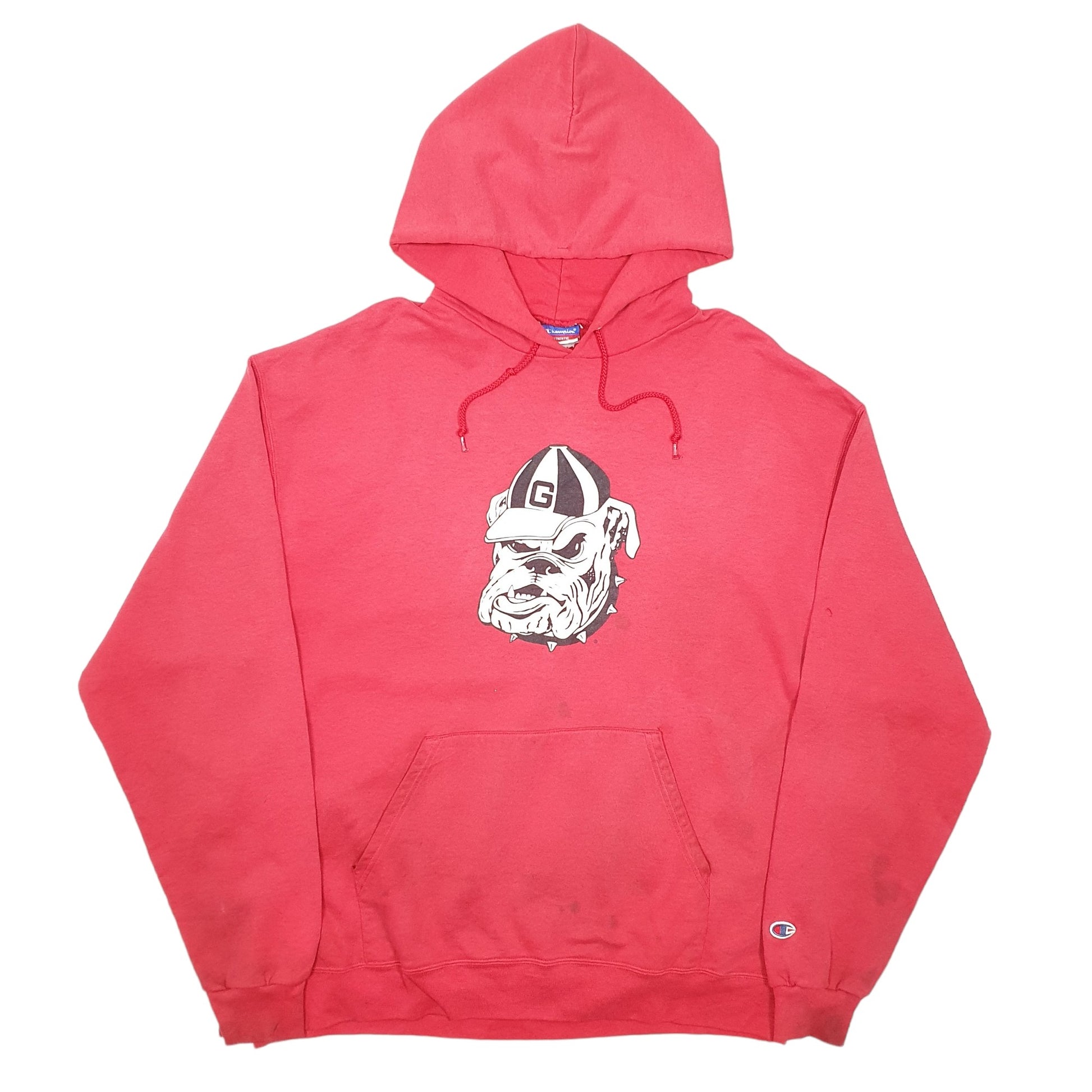 Mens Red Champion Georgetown Bulldogs American Football Hoodie Jumper