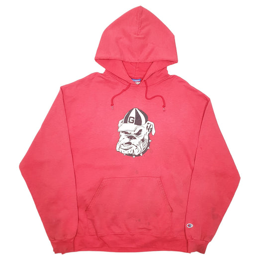 Mens Red Champion Georgetown Bulldogs American Football Hoodie Jumper
