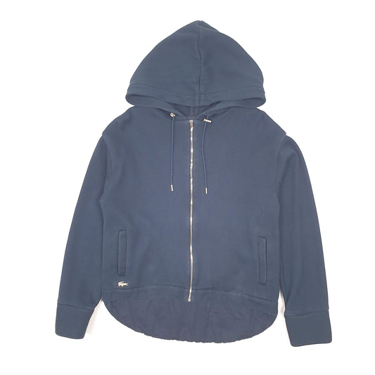 Womens Navy Lacoste Heavy Knit Full Zip Jumper