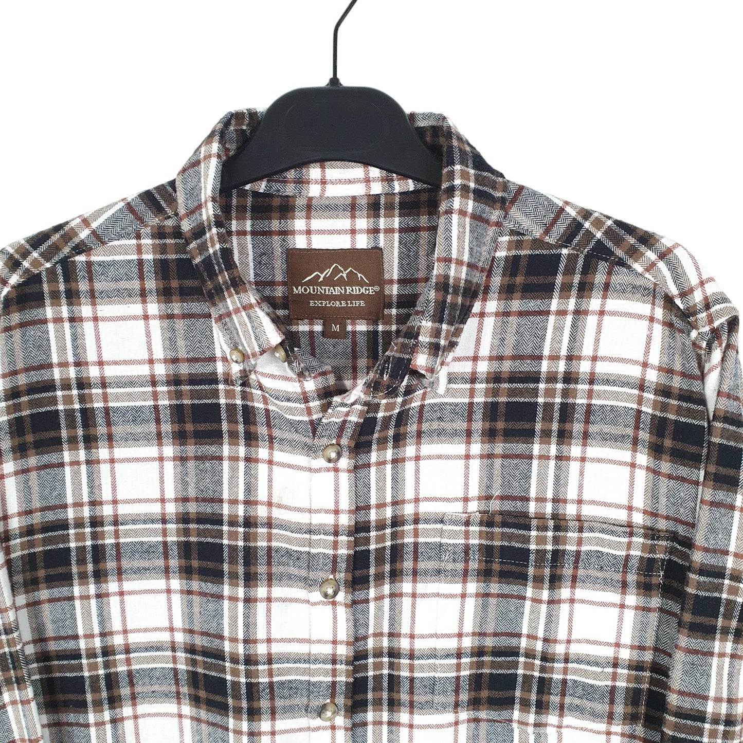 Mountain Ridge Shacket Overshirt Long Sleeve Regular Fit Check Shirt White