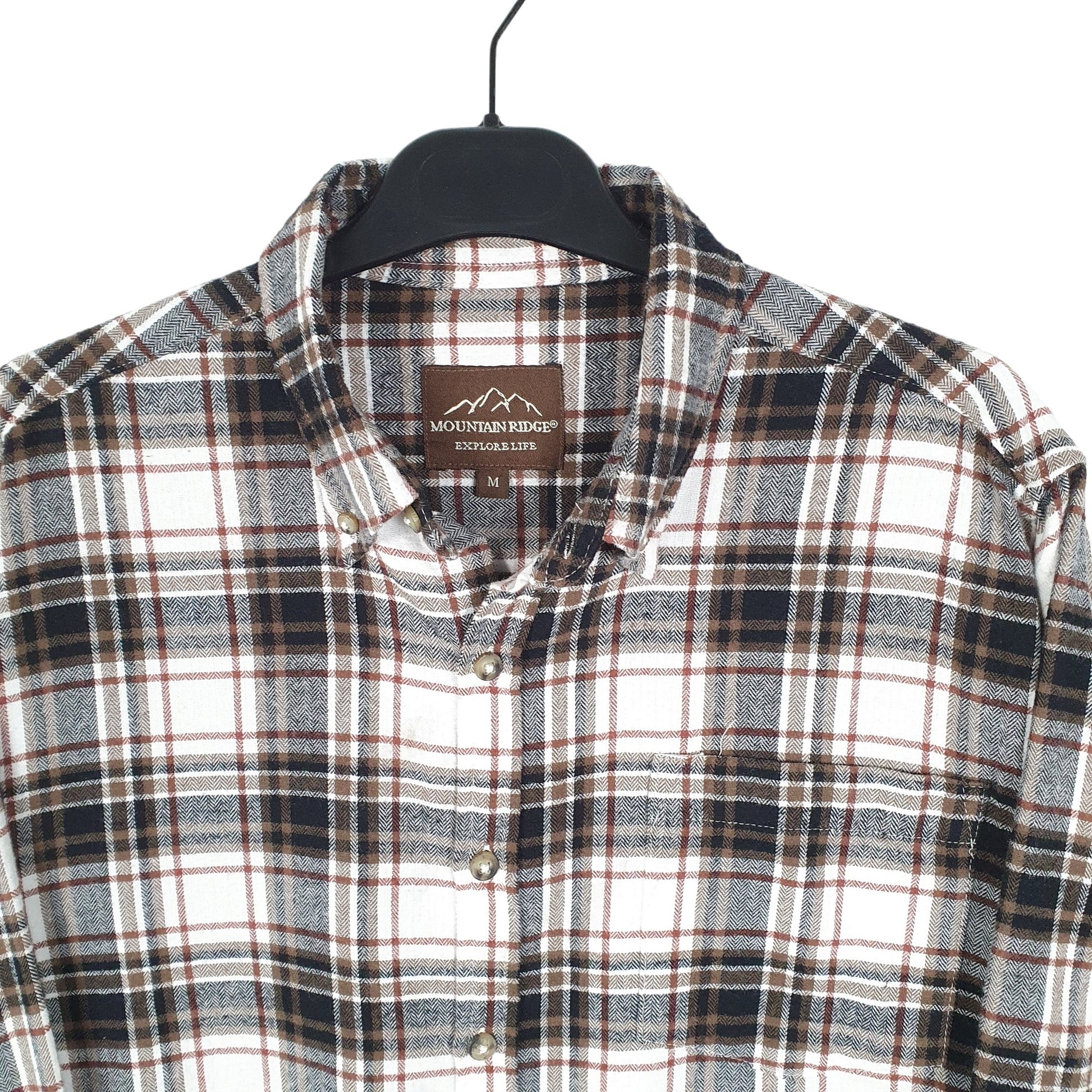 Mountain Ridge Shacket Overshirt Long Sleeve Regular Fit Check Shirt White