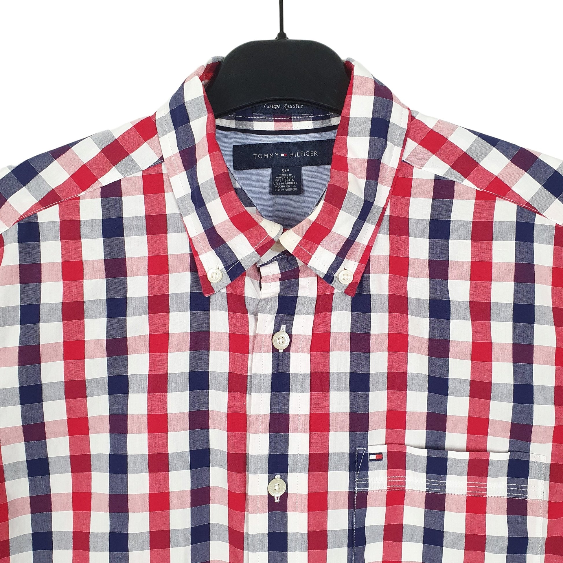 Tommy Hilfiger Short Sleeve Regular Fit Check Shirt Red