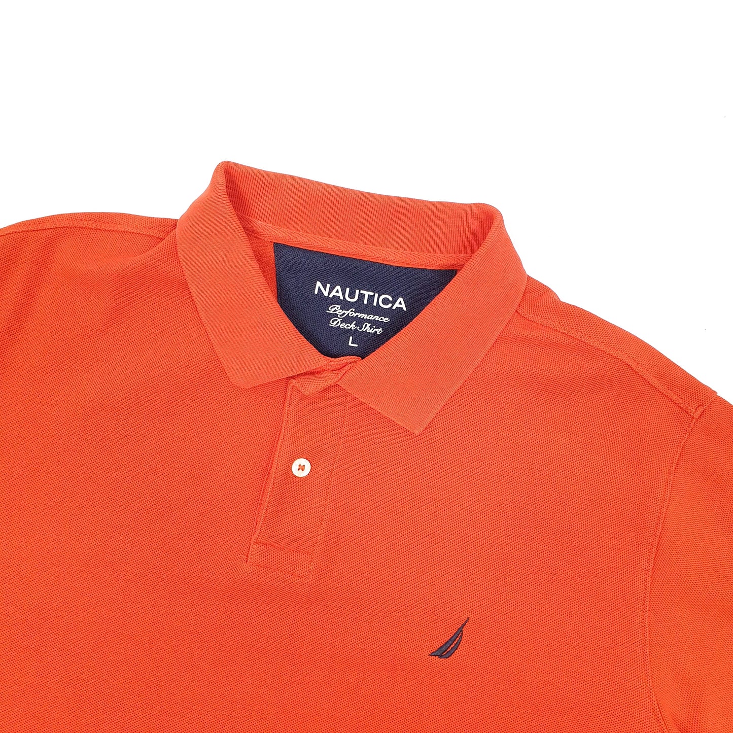 Nautica Performance Deck Shirt Short Sleeve Polo Shirt Orange