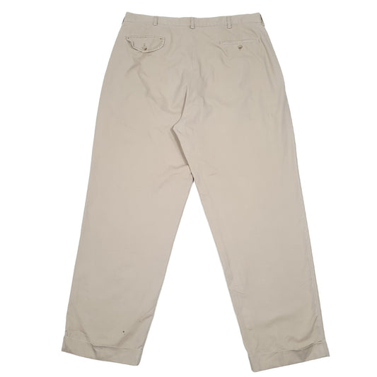 Mens Beige Polo Ralph Lauren Hammond Pant Double Pleated Vintage Polo Chino Trousers