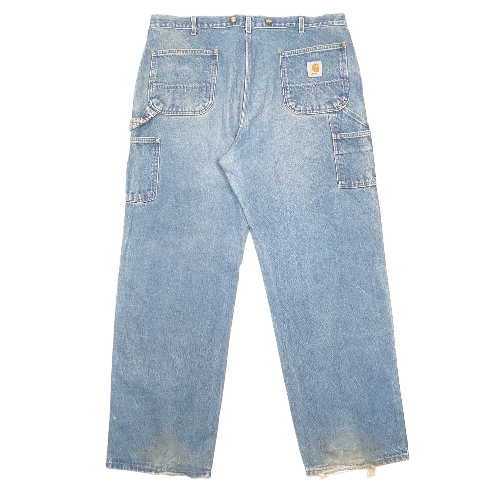 Mens Blue Carhartt Double Knee Vintage Made In USA Riveted Carpenter JeansW40 L32