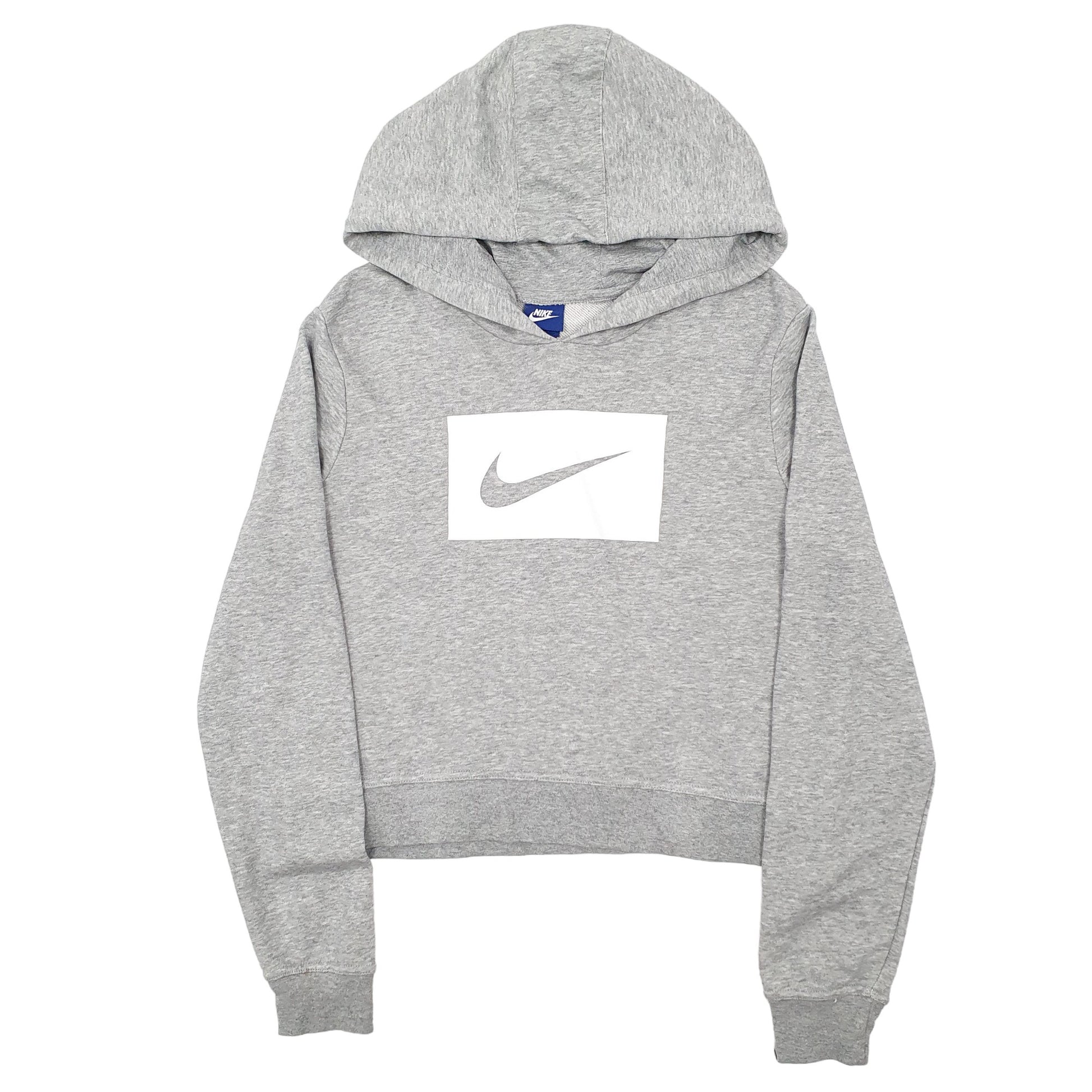 Womens Grey Nike Crop Top Hoodie Jumper