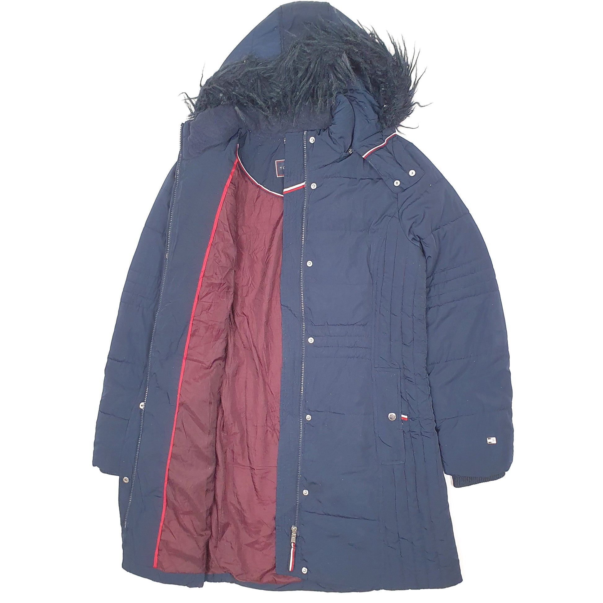 Womens Navy Tommy Hilfiger Hoodie Longline Trench  Coat