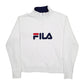 Mens White Fila Spellout Quarter Zip Jumper