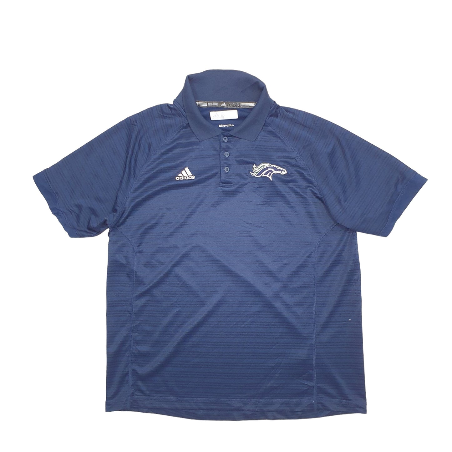Adidas Denver Broncos Climalite Short Sleeve Polyester Polo Shirt Blue