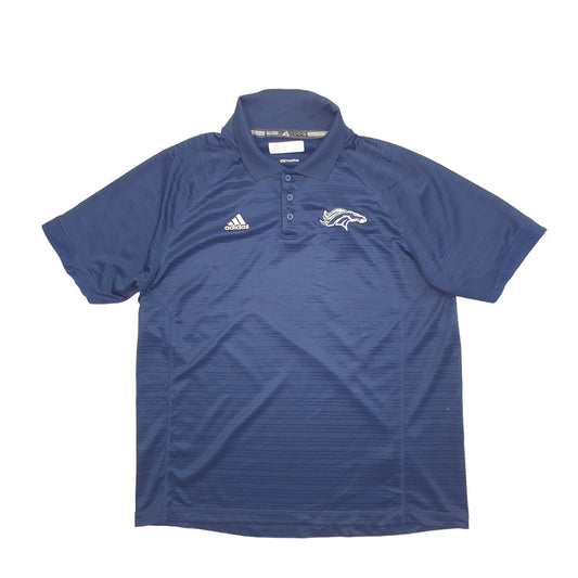Adidas Denver Broncos Climalite Short Sleeve Polyester Polo Shirt Blue
