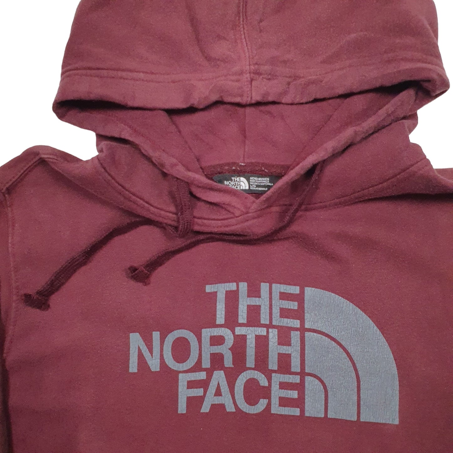 Mens Burgundy The North Face Spellout Hoodie Jumper