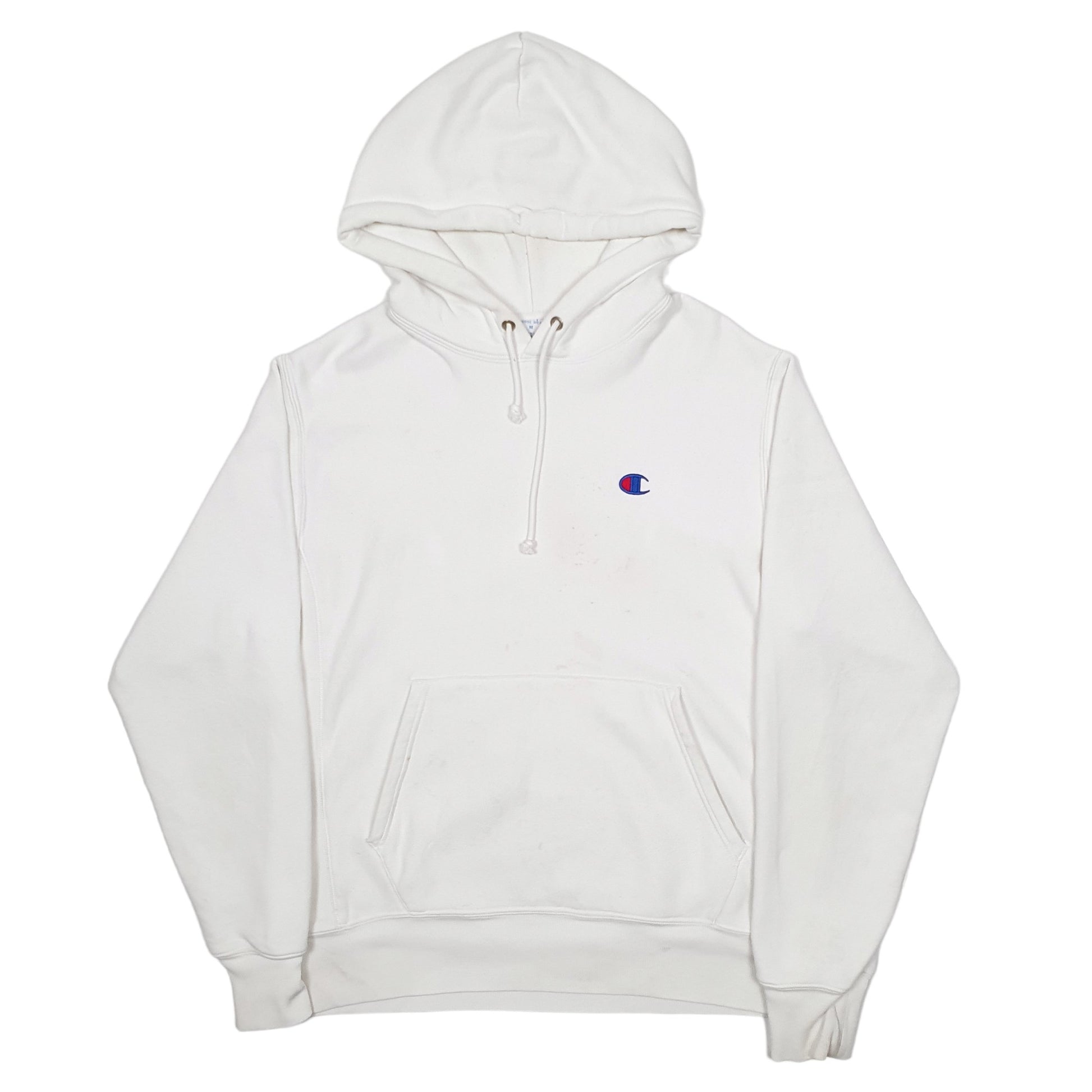 Mens White Champion Reverse Weave Hoodie Jumper