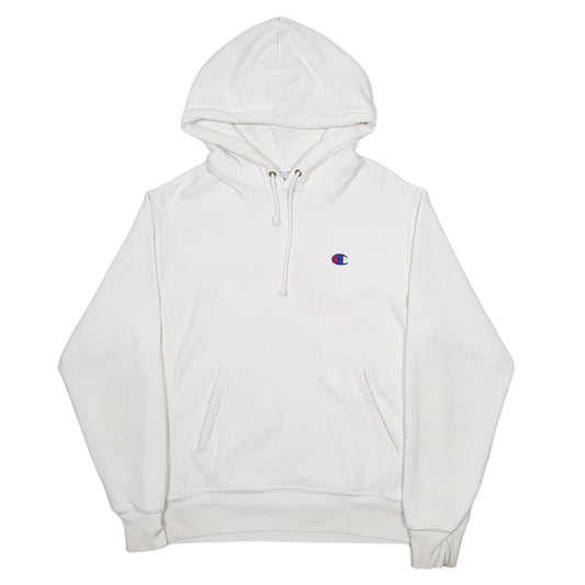 Mens White Champion Reverse Weave Hoodie Jumper