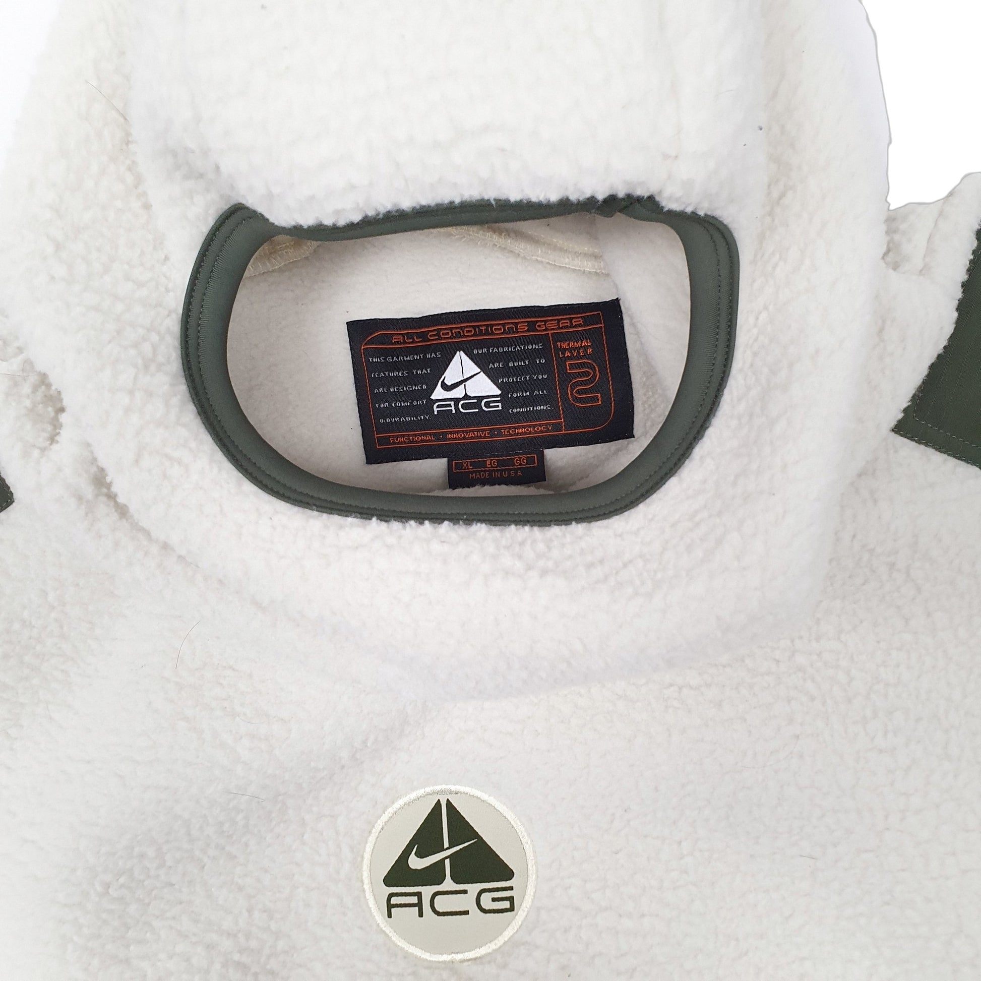 Mens Cream Nike ACG Ninja Made in USA Rare 1990s Hoodie Jumper