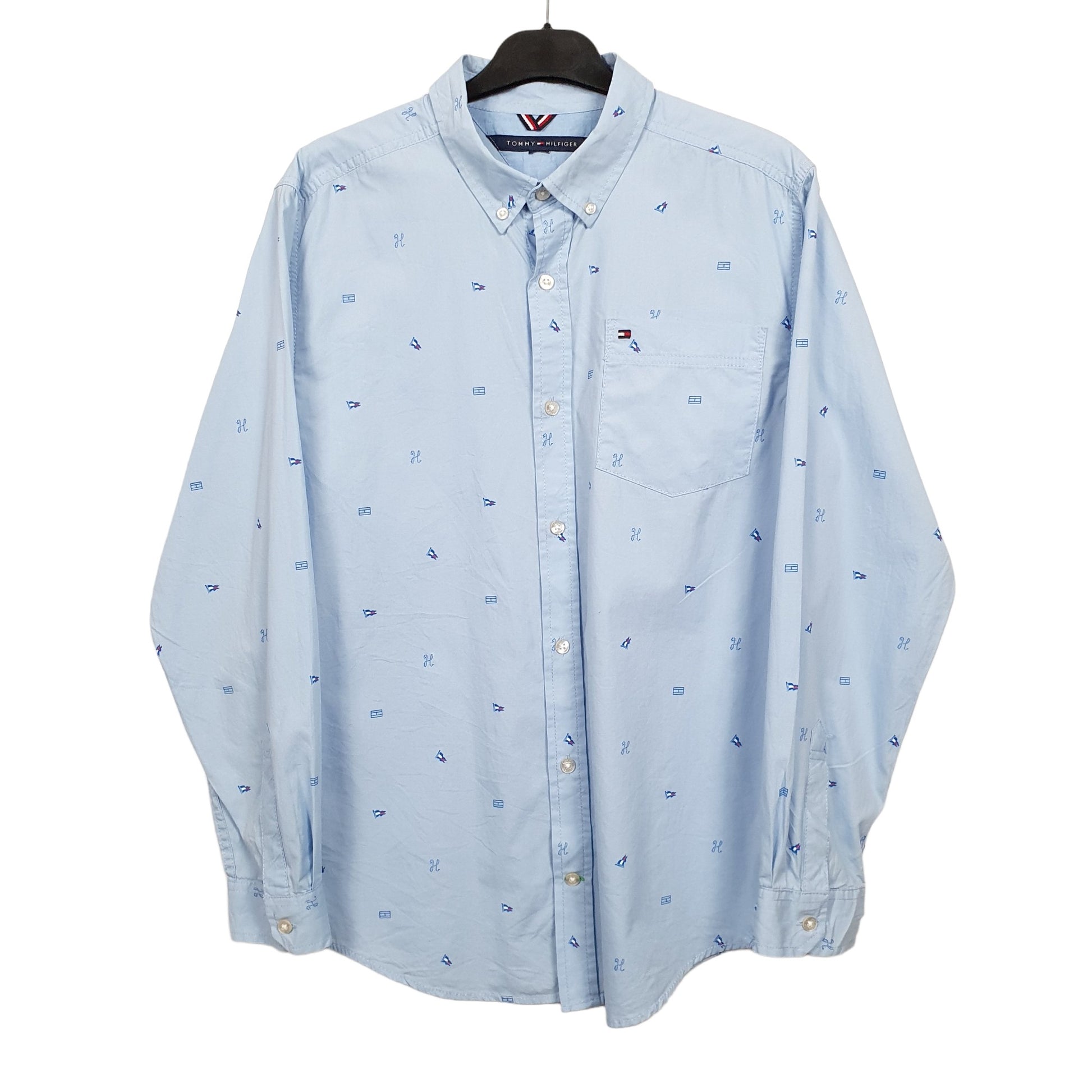 Tommy Hilfiger Flag pattern Long Sleeve Regular Fit Shirt Blue