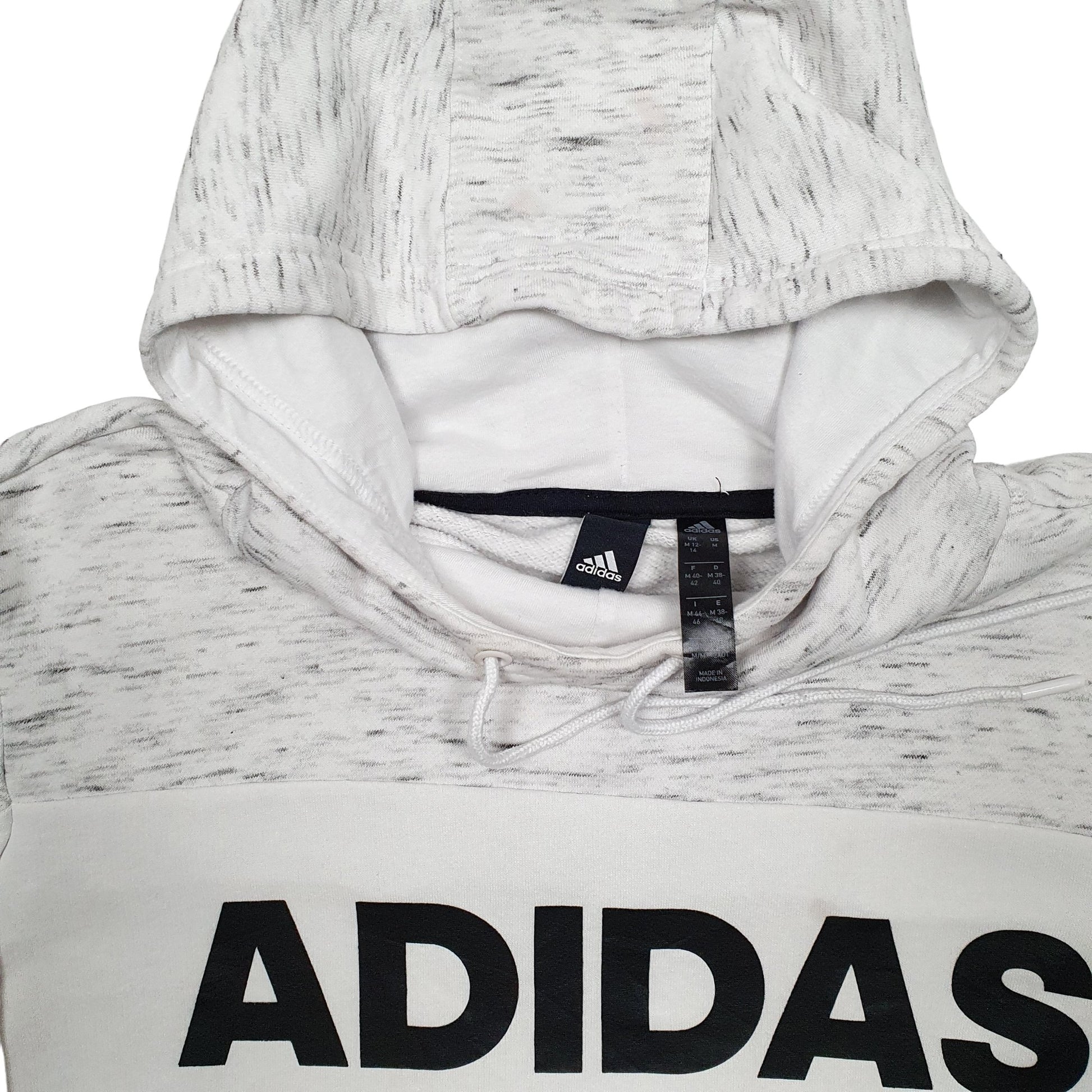 Womens White Adidas Spellout Hoodie Jumper