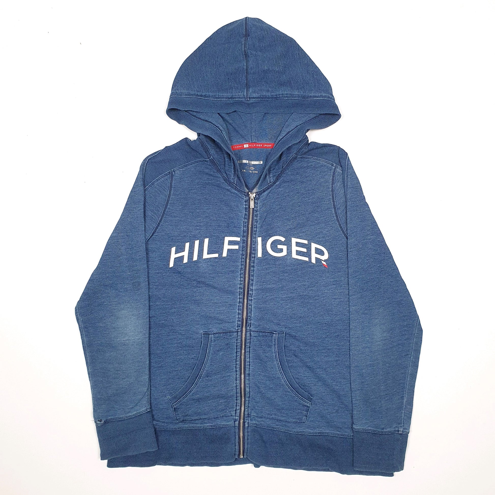 Womens Blue Tommy Hilfiger Spellout Hoodie Jumper