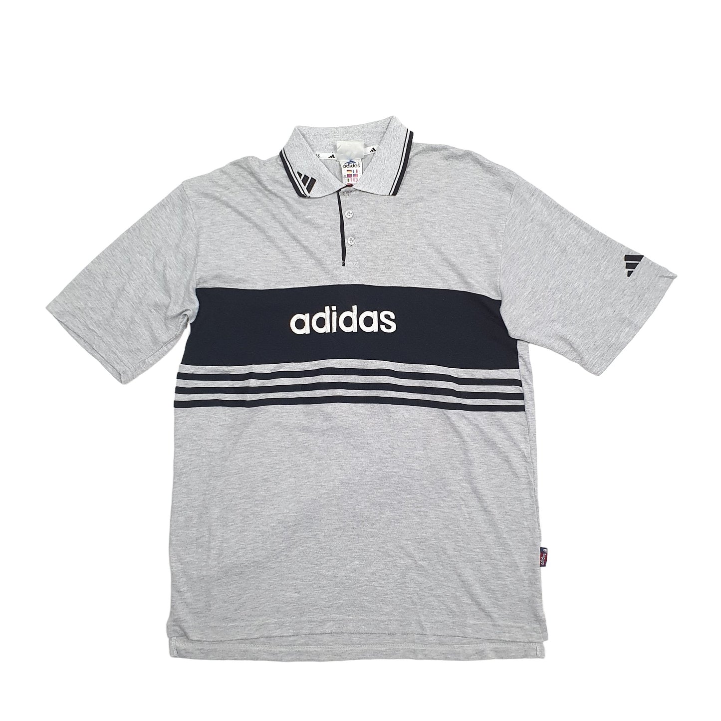 Adidas Spellout Short Sleeve Polo Shirt Grey