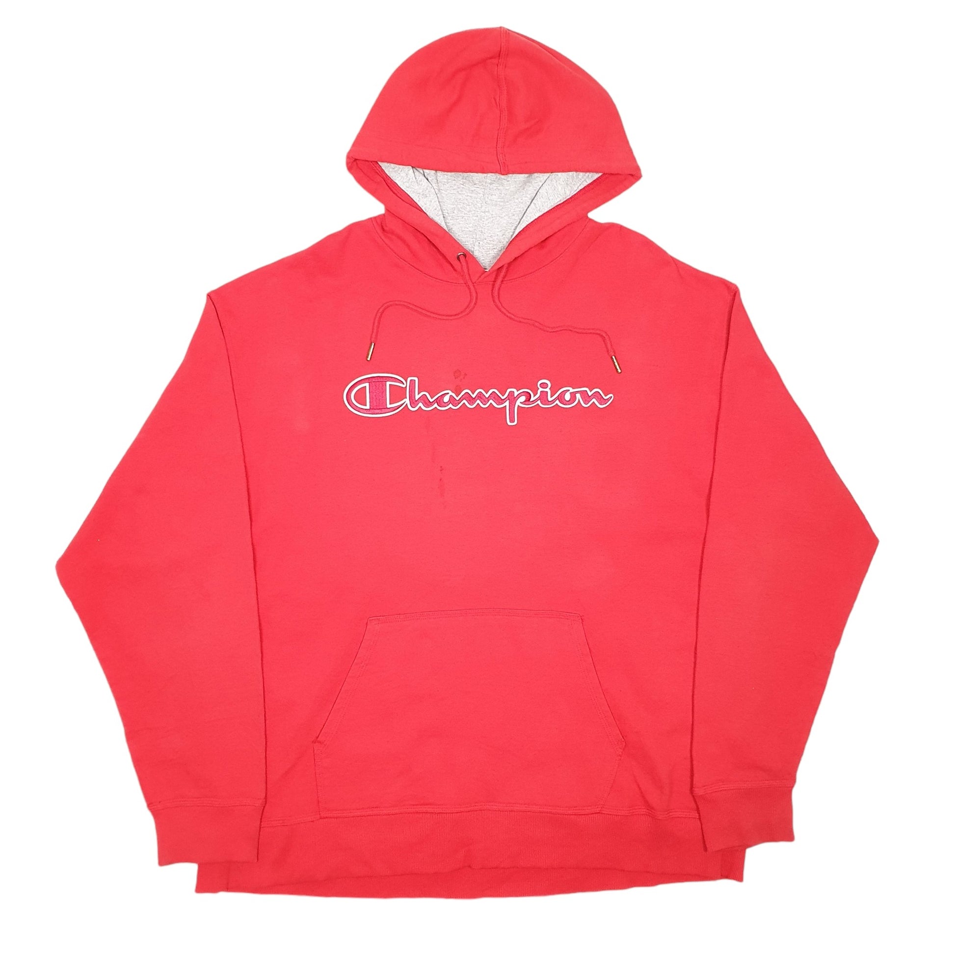 Mens Red Champion Spellout Hoodie Jumper