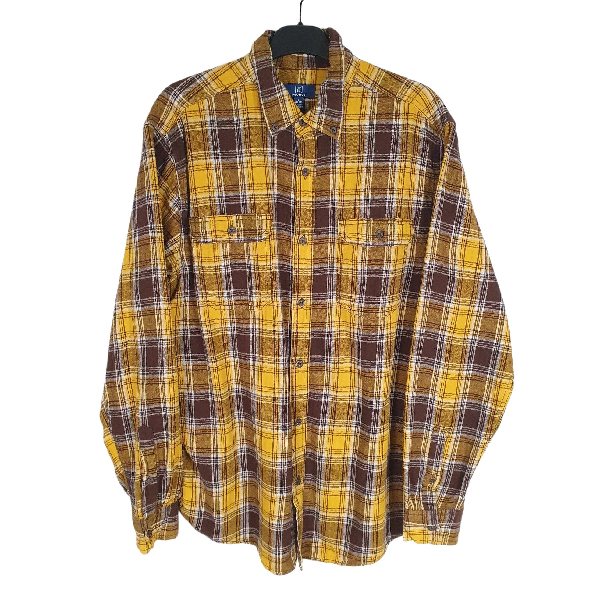 George Long Sleeve Regular Fit Check Flannel Shirt Shacket Yellow