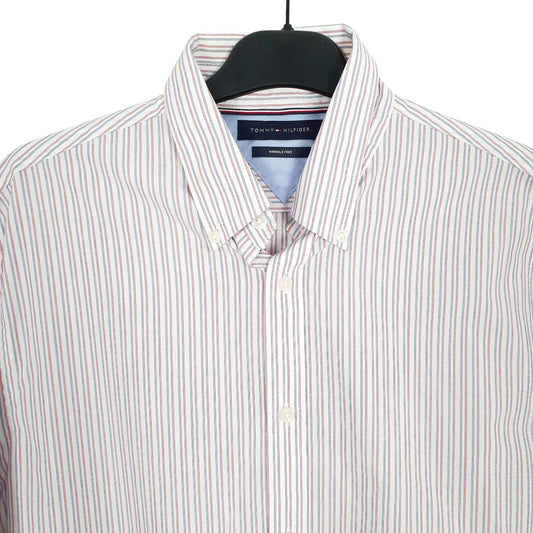 Tommy Hilfiger Long Sleeve Regular Fit Pinstripe Shirt Red