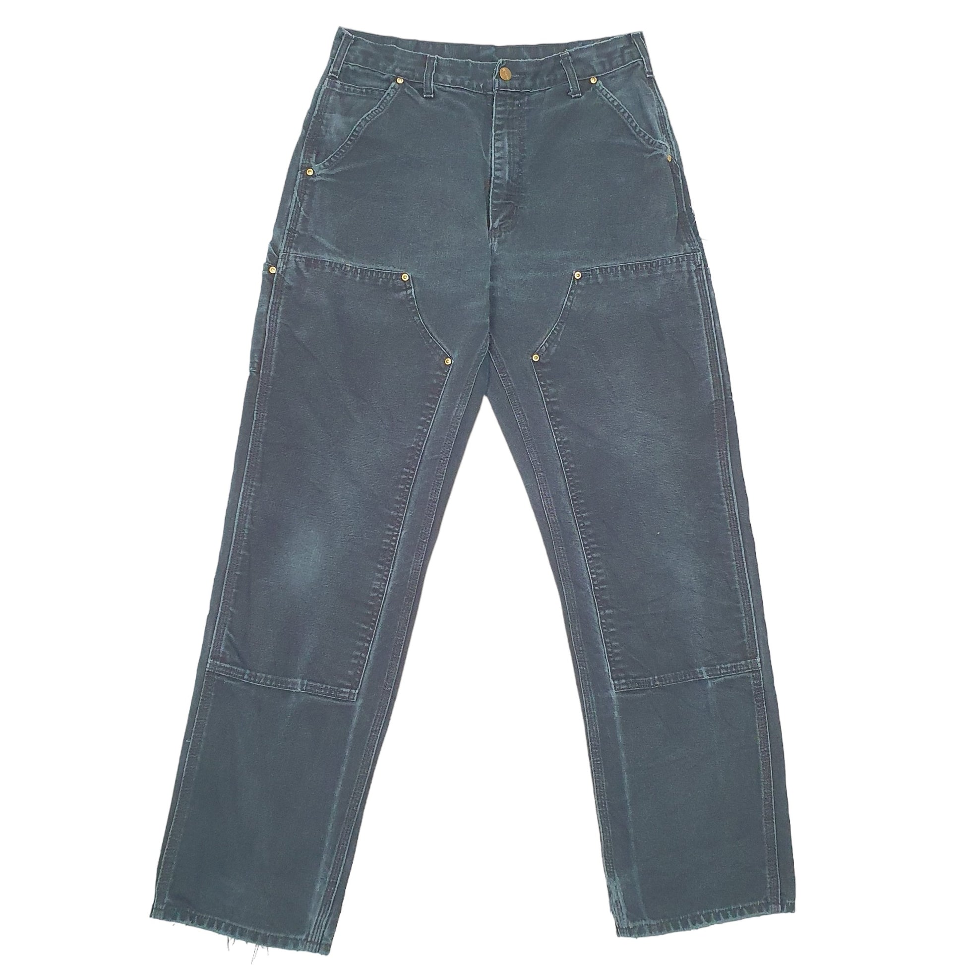 Mens Black Carhartt Double Knee Riveted Made In USA Carpenter Trousers