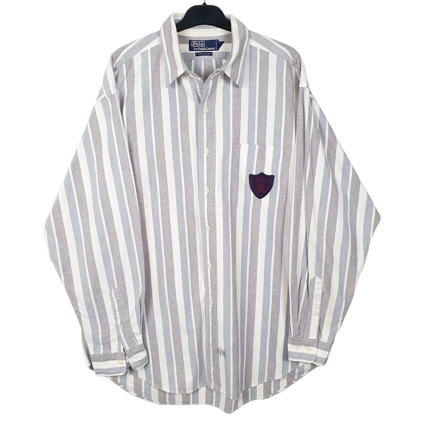 Mens White Ralph Lauren Polo RL Shield Long Sleeve Shirt