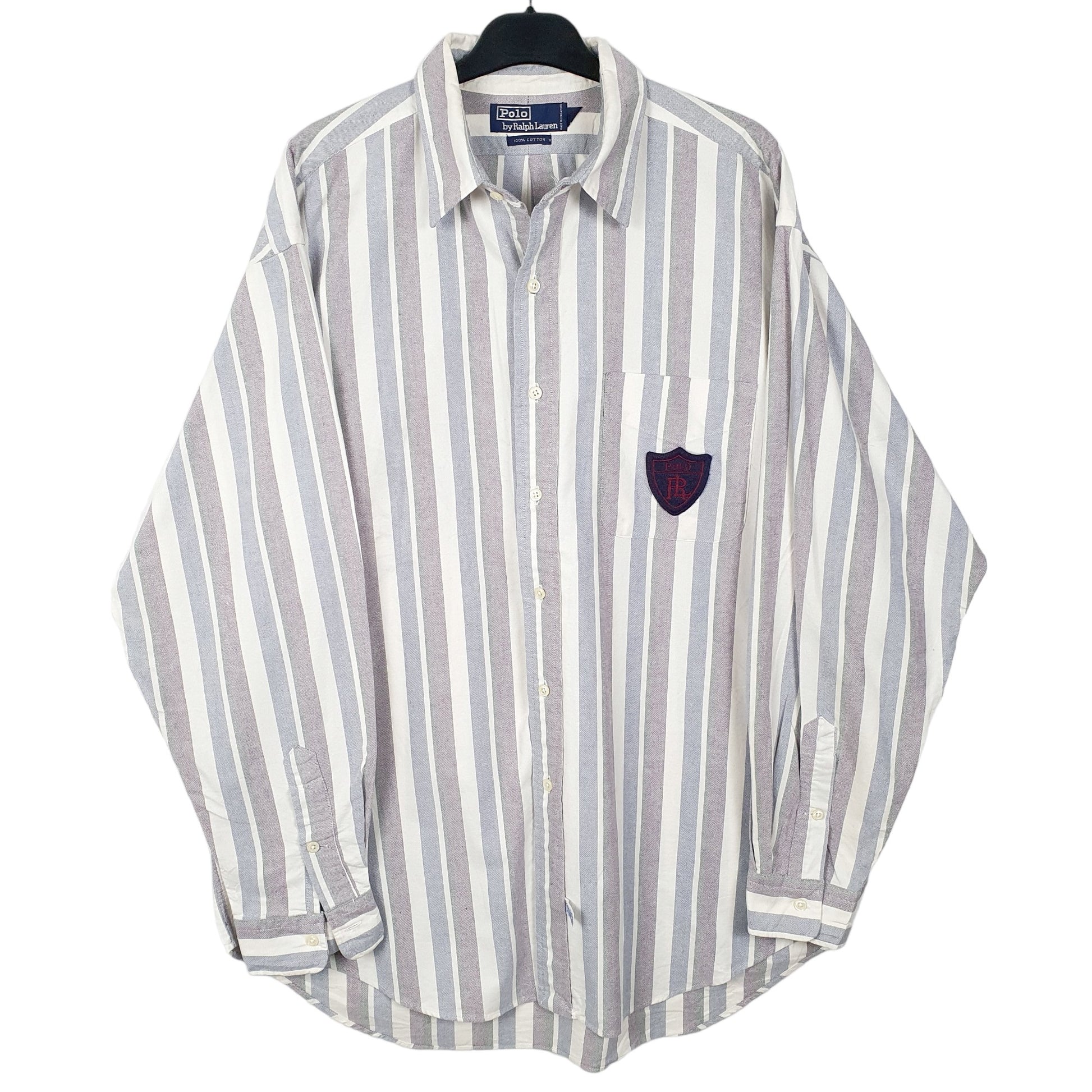 Mens White Ralph Lauren Polo RL Shield Long Sleeve Shirt