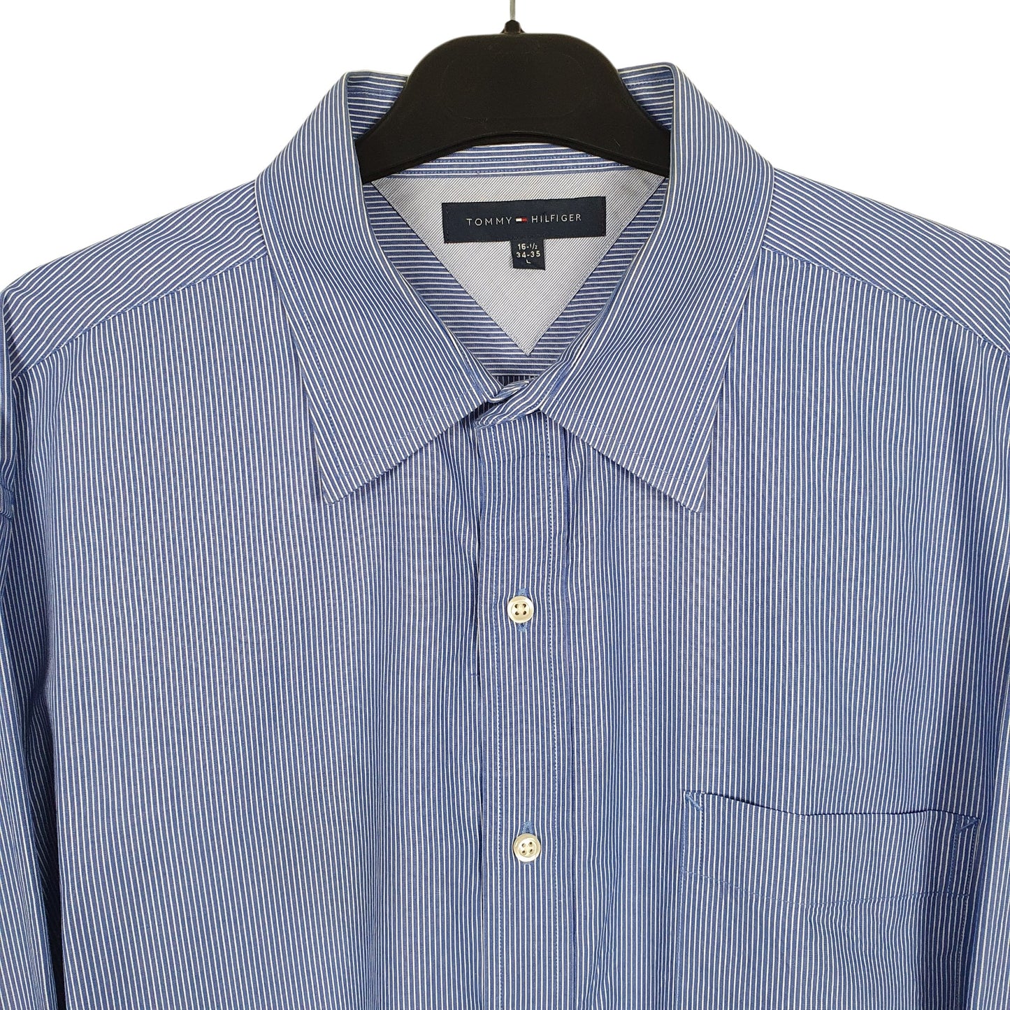 Tommy Hilfiger Long Sleeve Regular Fit Pinstripe Shirt Blue