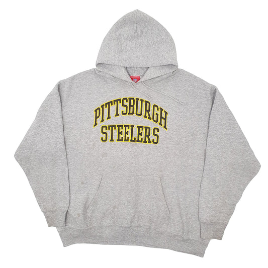 Mens Grey NFL Pittsburgh Steelers Football USA Hoodie Jumper