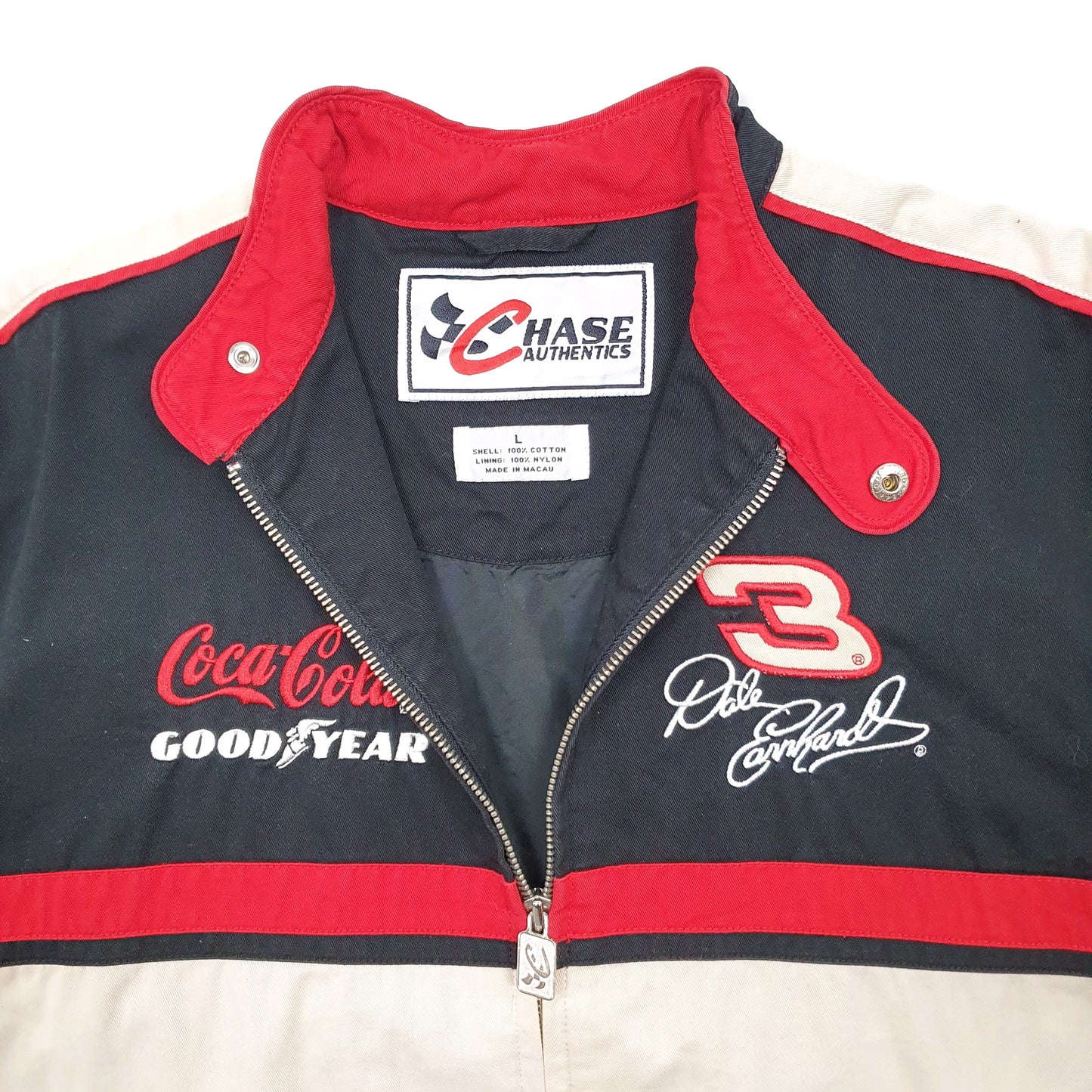 Mens Black Chase Authentics Dale Earnhardt Coca Cola Goodwrench Nascar Jacket Coat