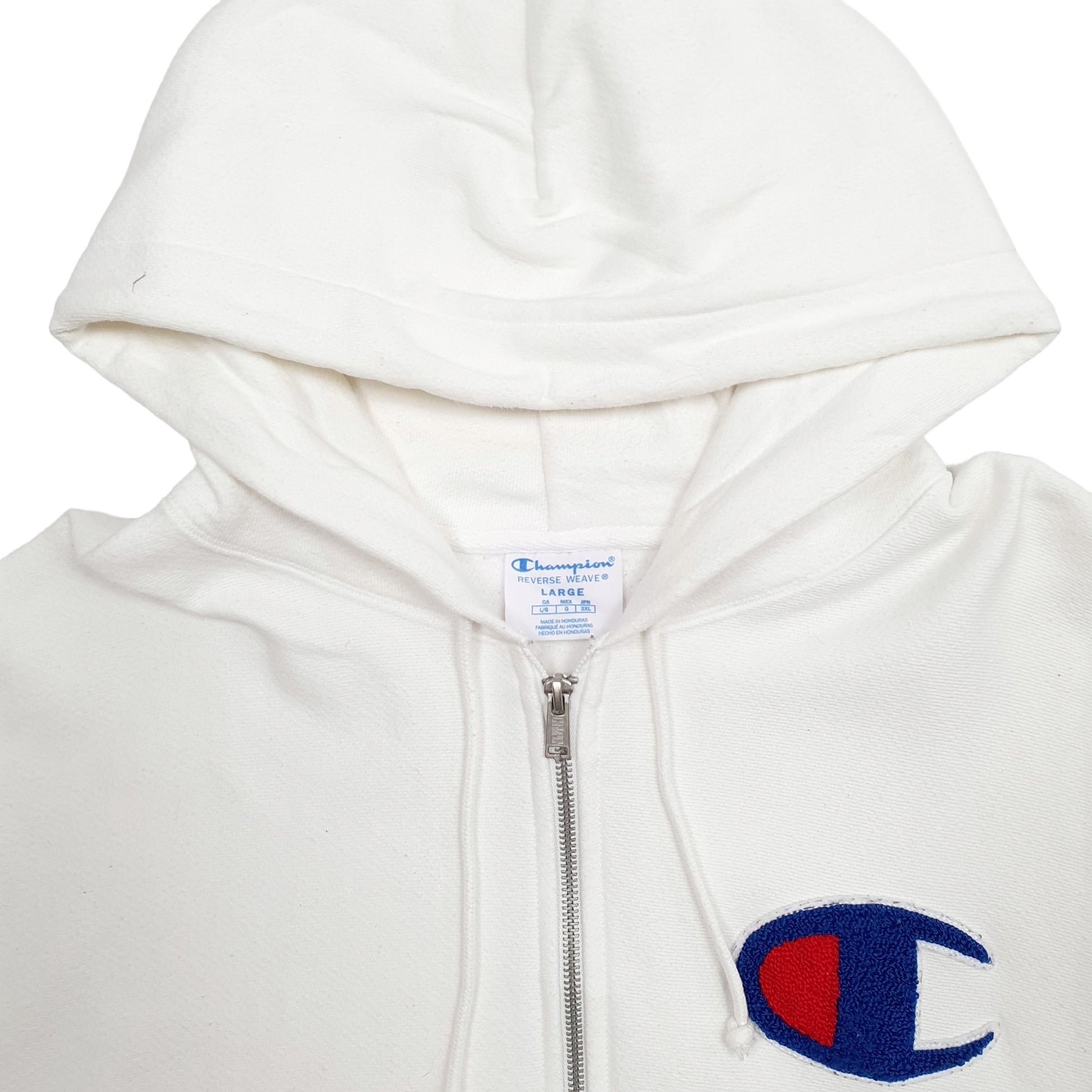 Mens White Champion Reverse Weave Full Zip Jumper