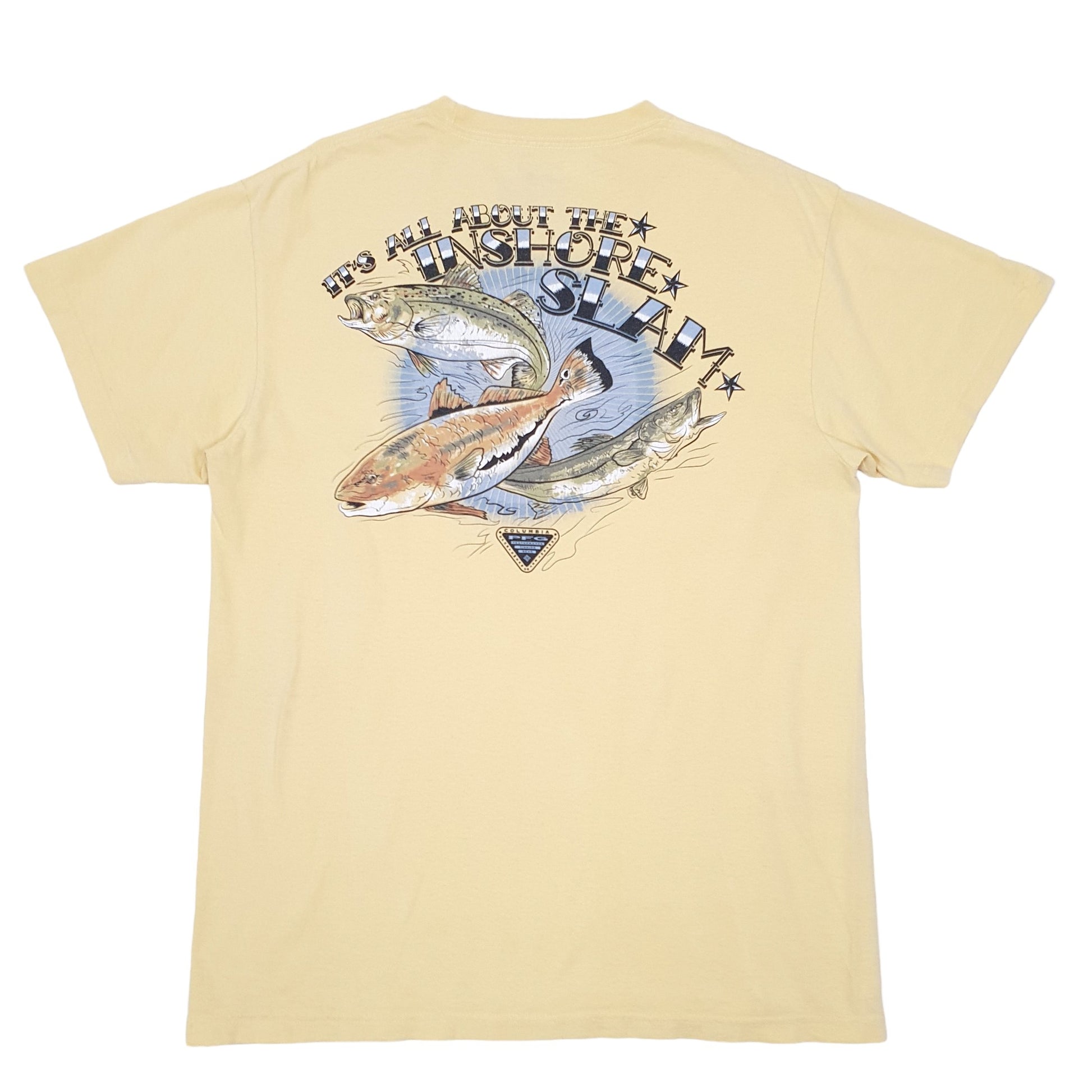 Mens Yellow Columbia Sportswear Performance Fishing Gear PFG Short Sleeve T Shirt