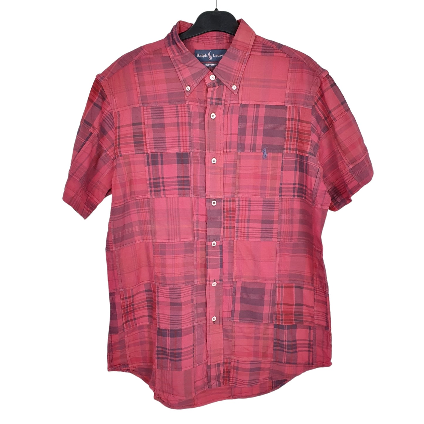 Ralph Lauren Short Sleeve Custom Fit Check Shirt Burgundy