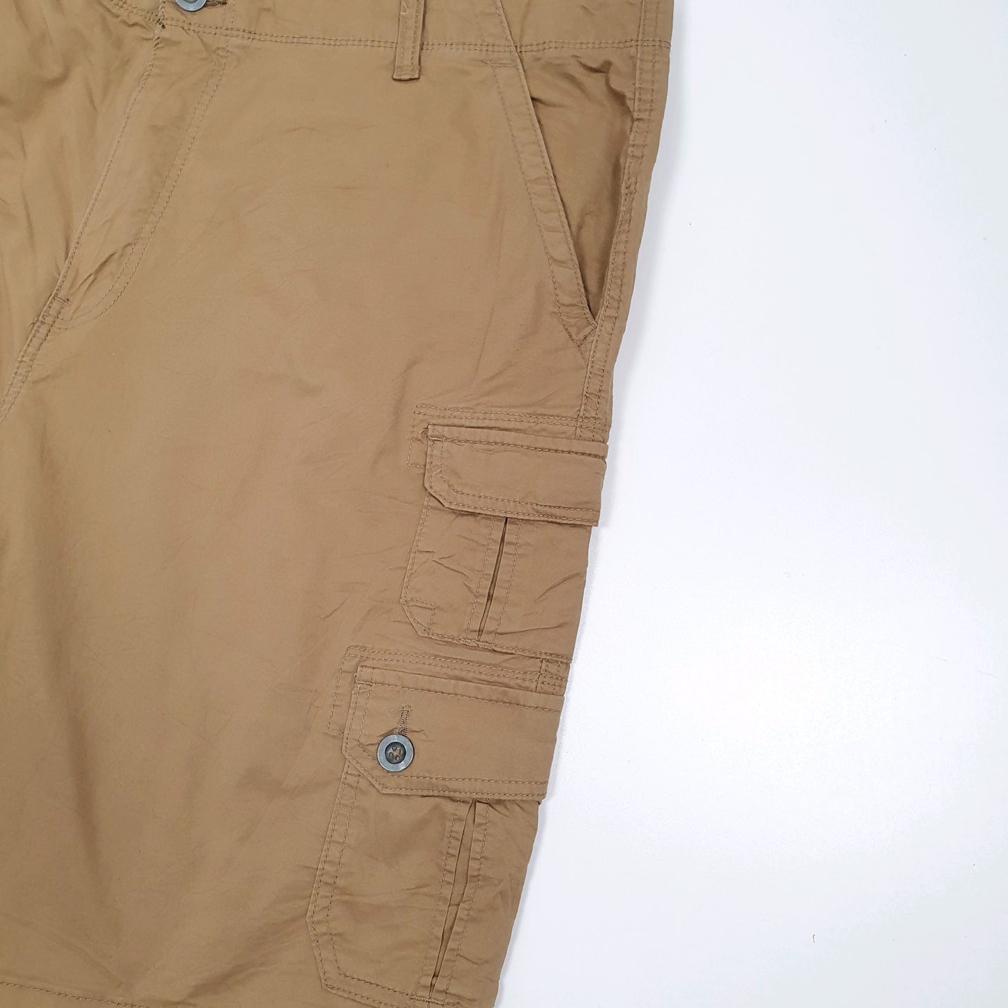 Mens Beige Iron Flex Combat Cargo Shorts