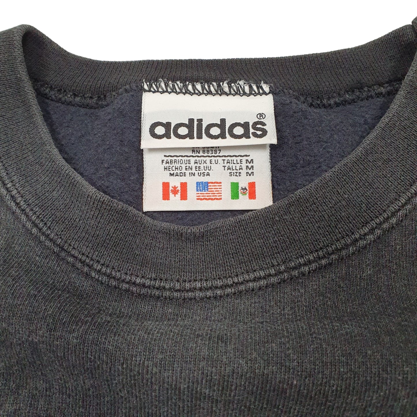 Mens Black Adidas Made In USA Vintage Crewneck Jumper