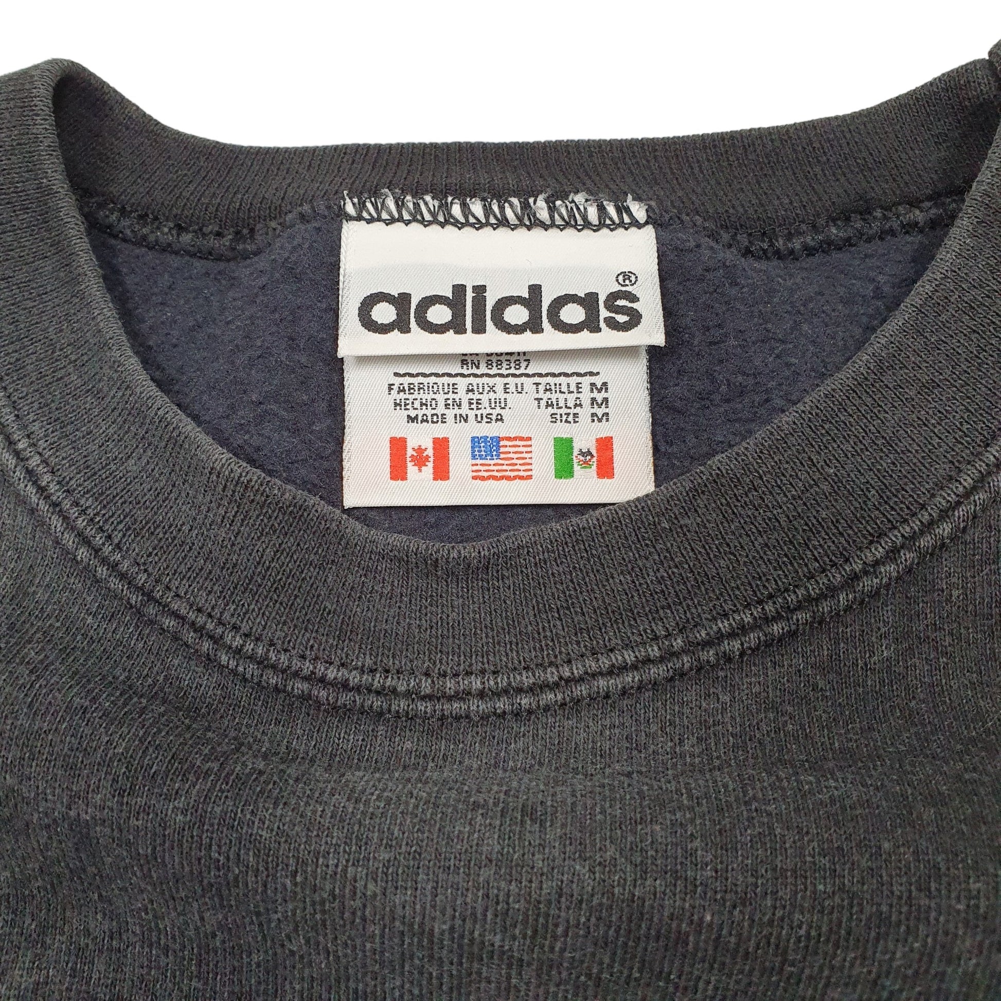 Mens Black Adidas Made In USA Vintage Crewneck Jumper