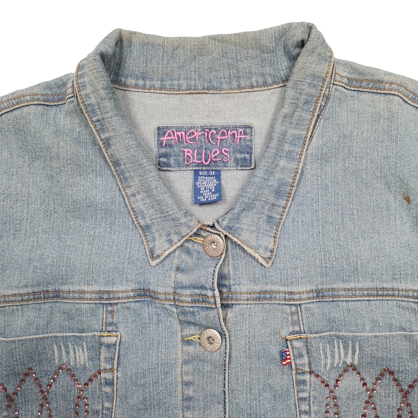 Womens Blue Americana Blues Trucker Denim Jacket Coat