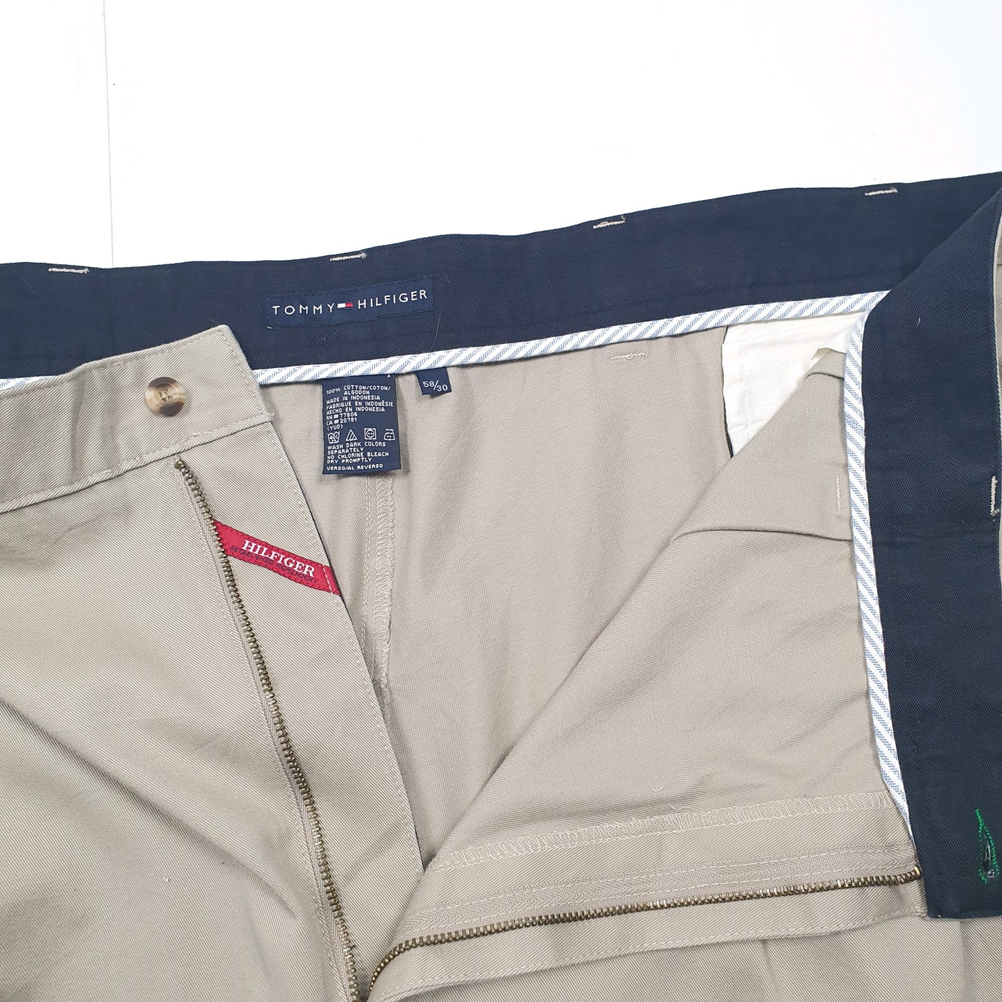 Mens Tommy Hilfiger Beige Chino Trousers W58 L30 Beige