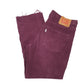 Mens Burgundy Levis 511 Cut Offs Corduroy Trousers