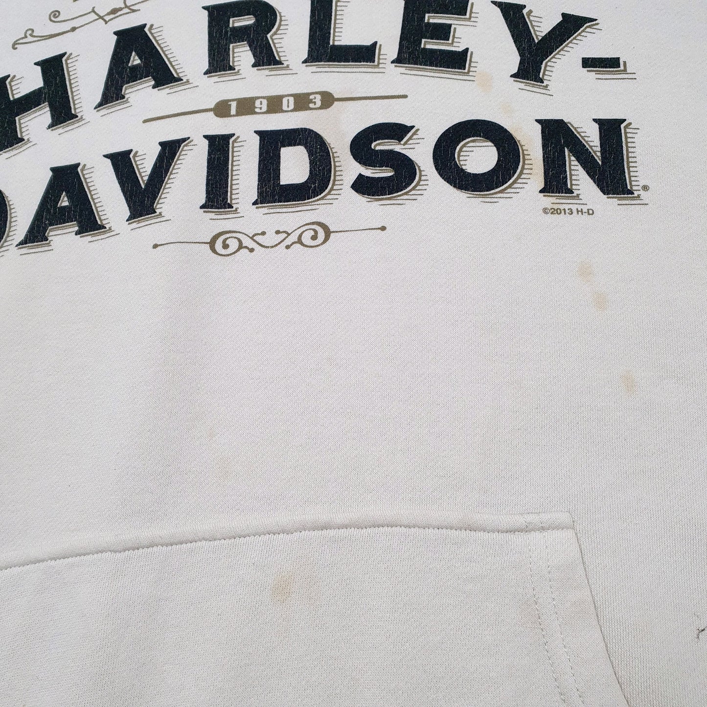 Mens Cream Harley Davidson Motorcycles Biker 1903 Maryland Eagle Hoodie Jumper