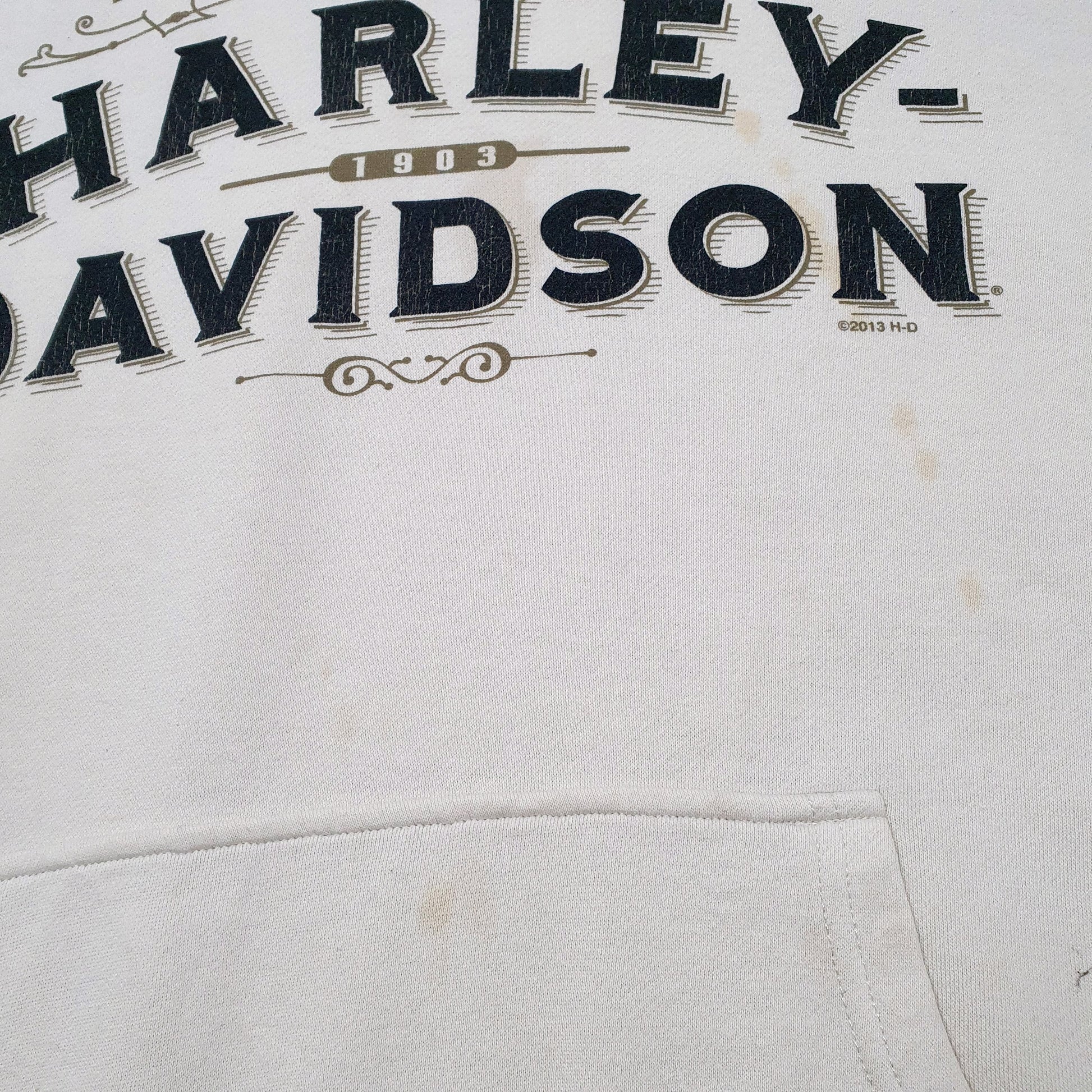 Mens Cream Harley Davidson Motorcycles Biker 1903 Maryland Eagle Hoodie Jumper