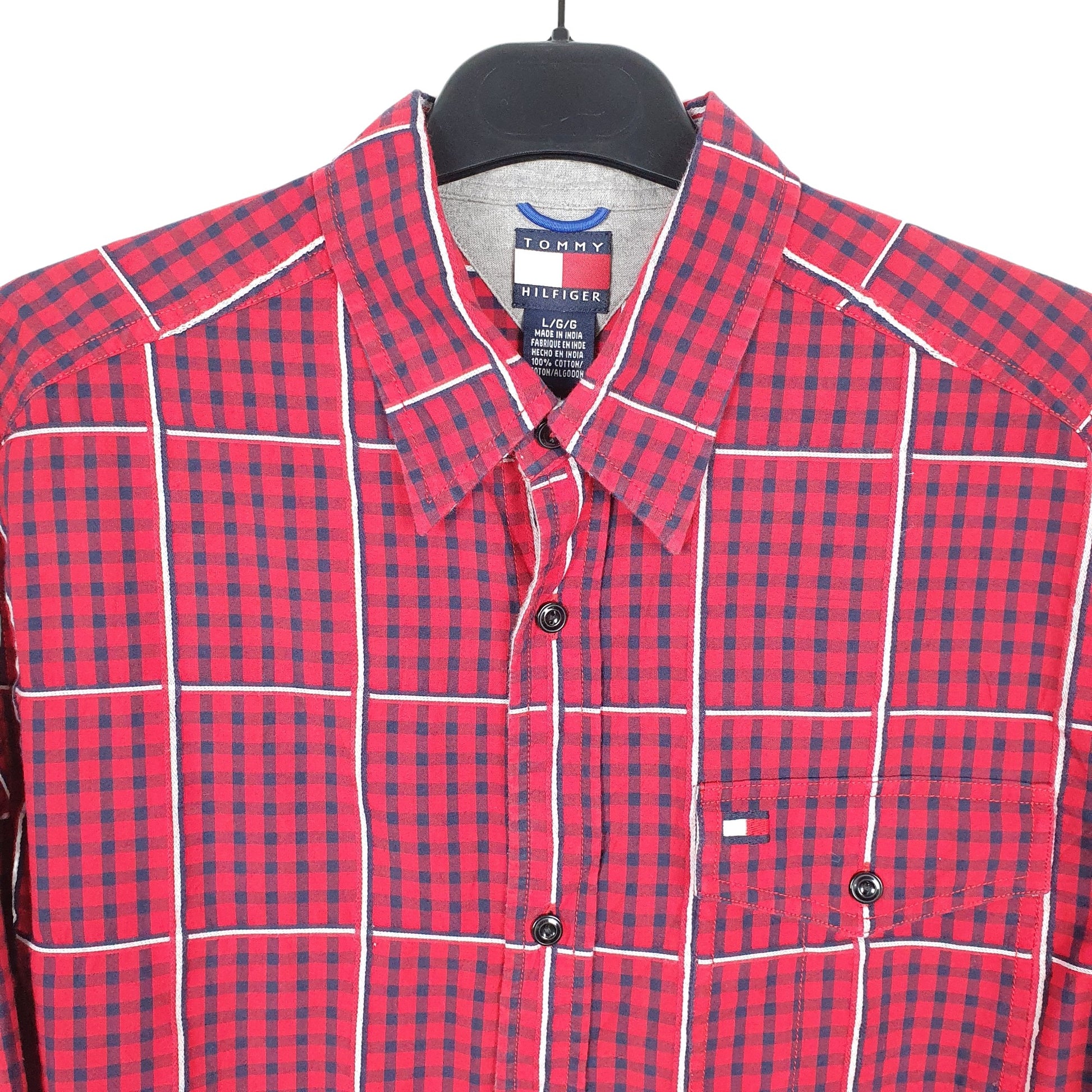 Tommy Hilfiger Long Sleeve Regular Fit Check Shirt Red