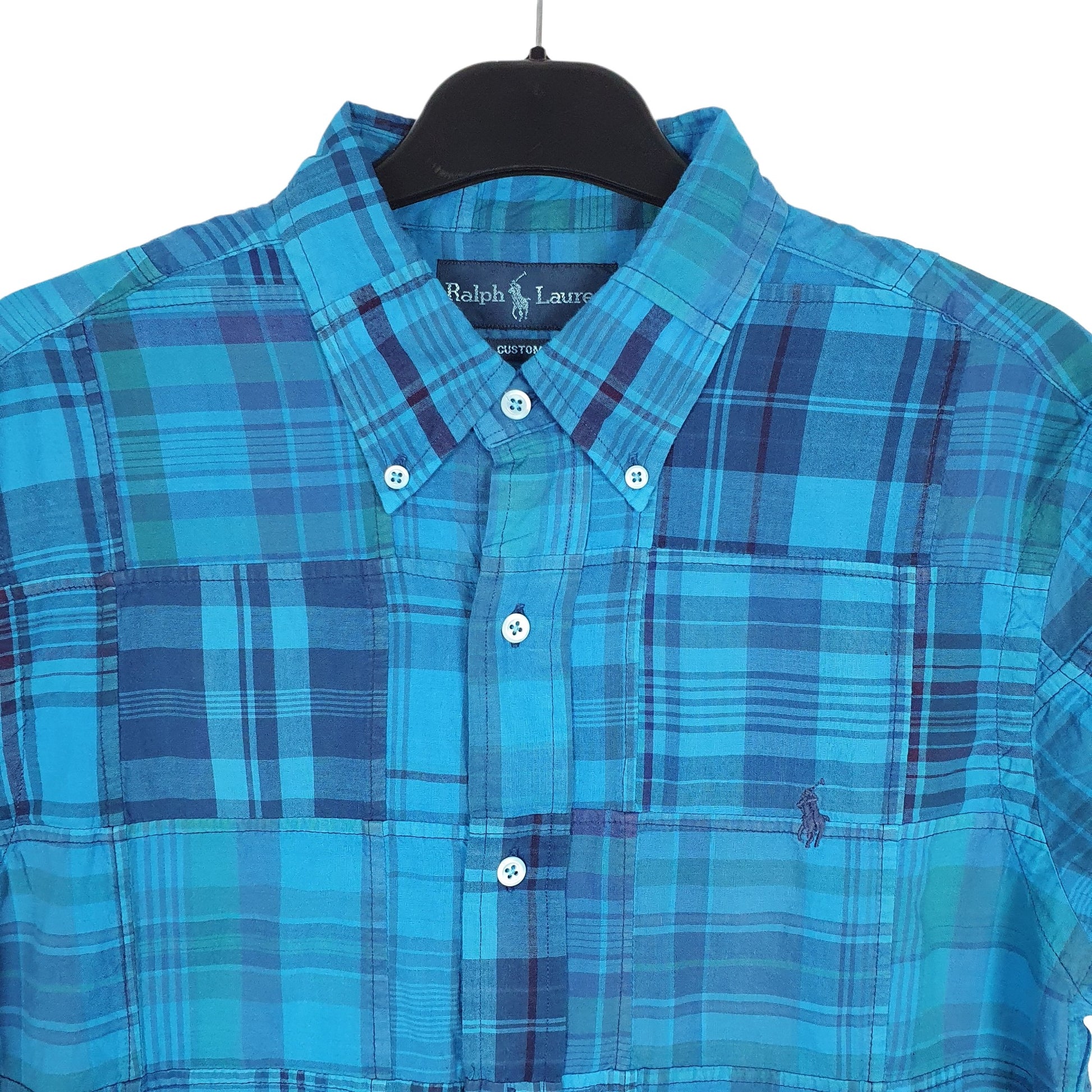 Ralph Lauren Short Sleeve Custom Fit Check Shirt Blue